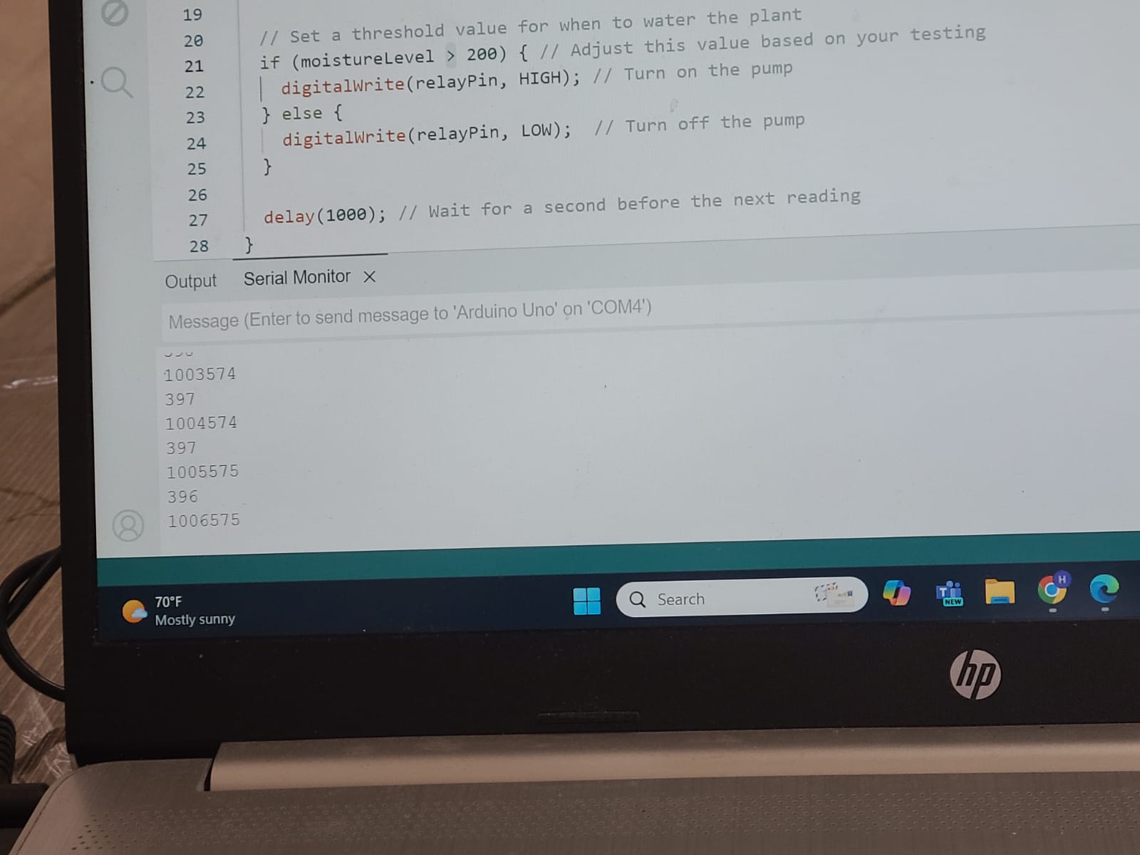 Testing the watering cycle